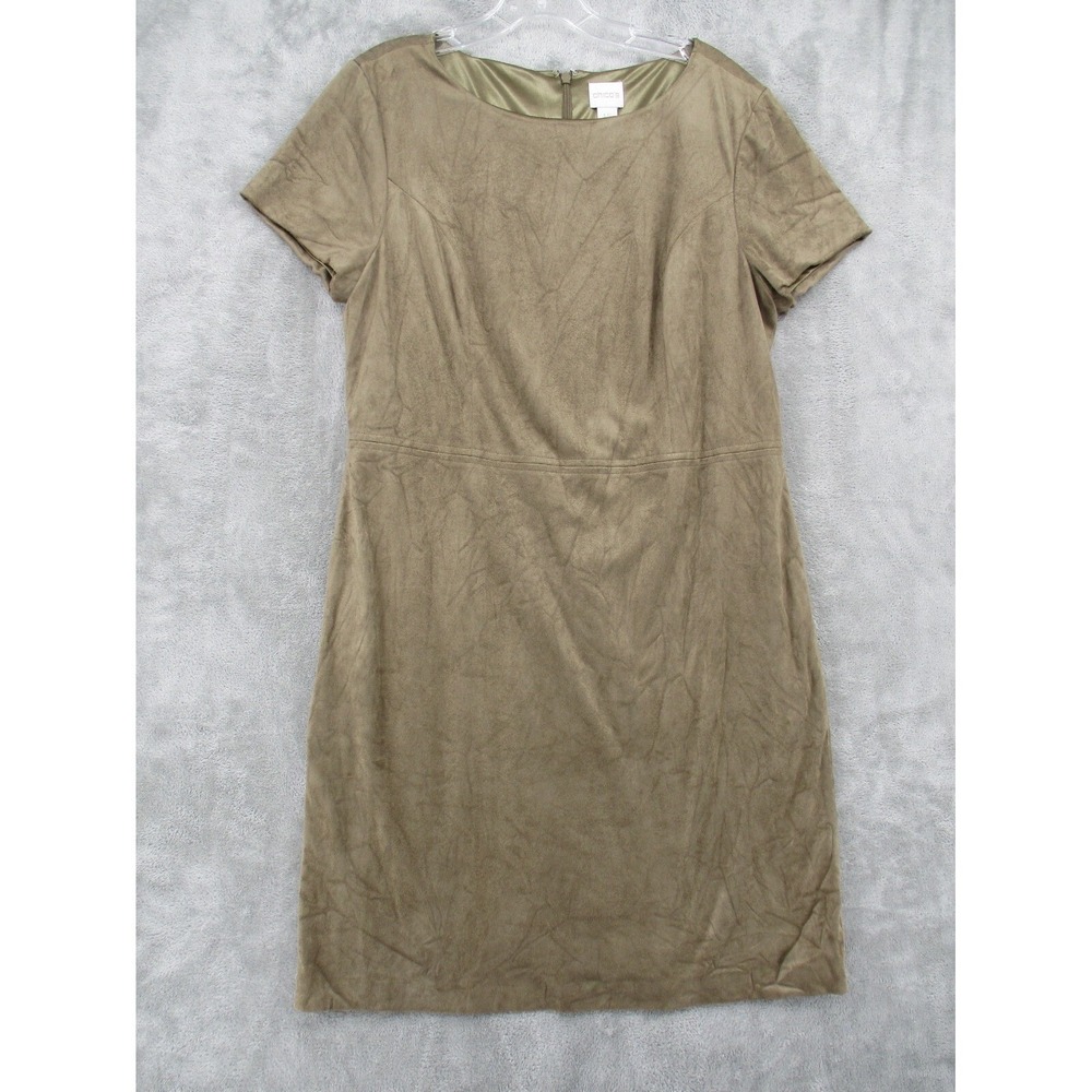 Chicos Dress 1.5 Medium Vegan Suede Sheath Career Minimalist Western Boho Brown